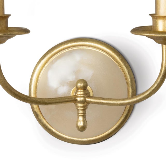 Southern Living Fisher Steel Double Sconce, Gold For Sale - Image 4 of 7