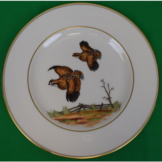Ceramic Mid 20th Century Abercrombie & Fitch Hand-Painted Game Bird Dinner Plates- Set of 7 For Sale - Image 7 of 11