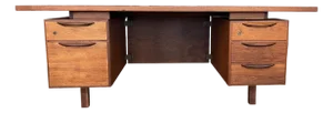 1960s Jens Risom Mid Century Walnut Wood Executive Desk