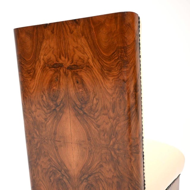 Wood Art Deco Walnut and Leather Side Chair, 1930 For Sale - Image 7 of 11