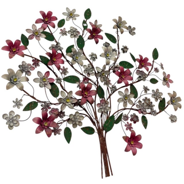 1990s Vintage Metal Floral Tree Wall Sculpture For Sale - Image 5 of 12
