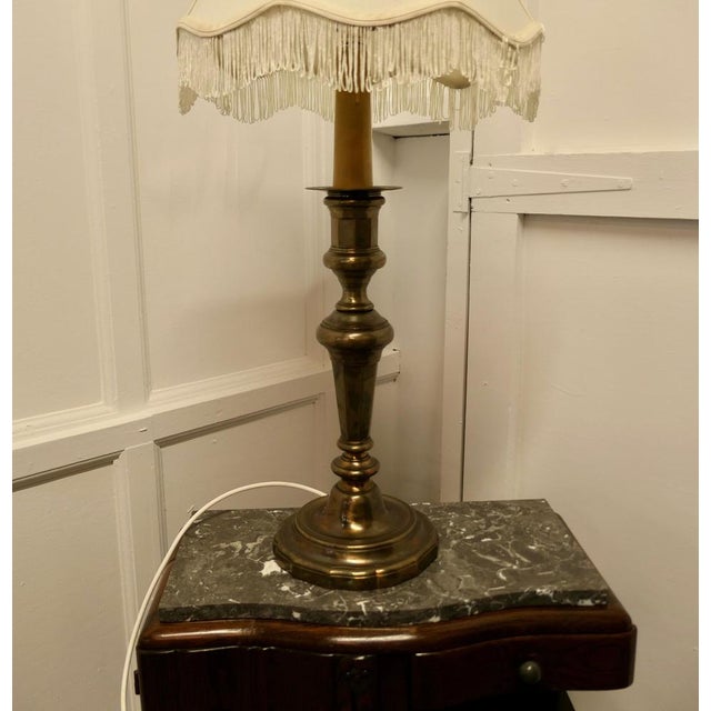 Large French Brass Candleholder Table Lamp, 1920s For Sale - Image 3 of 6