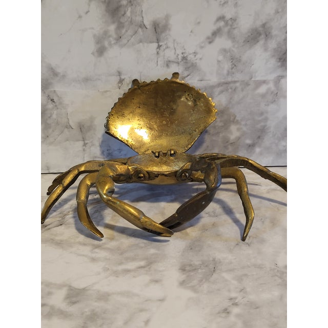Metal Articulate Brass Crab Catchall For Sale - Image 7 of 13