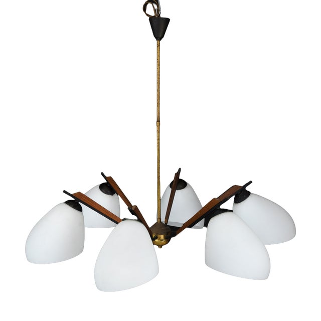 Mid-Century Modern Italian Chandelier in the style of Stilnovo, 1950s For Sale