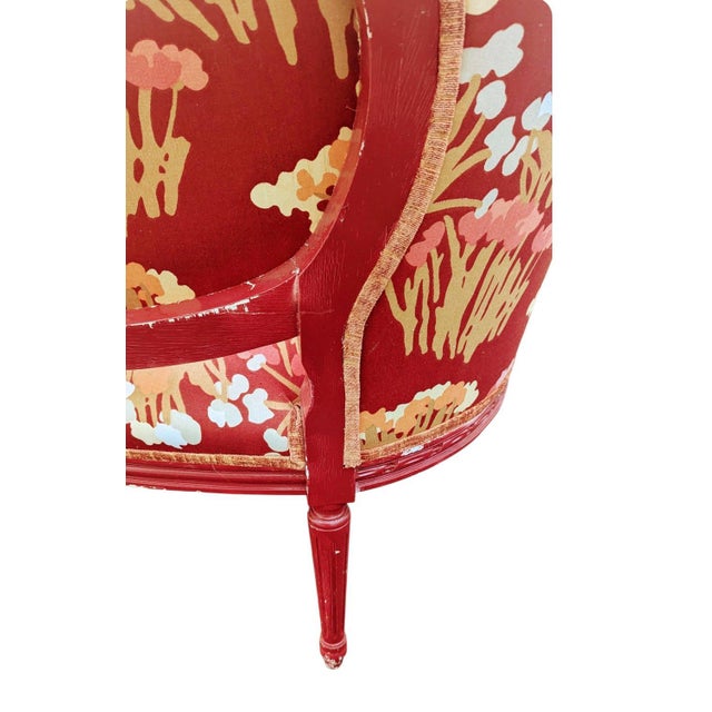 Mid 20th Century Vintage French Louis XVI Style Carved Fruitwood Settee For Sale - Image 5 of 8