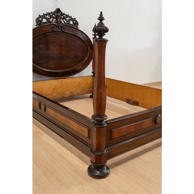 Wood Large Antique Portuguese Romantic Bed, 19th Century For Sale - Image 7 of 17