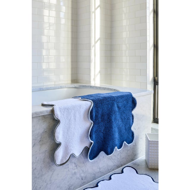 Developed by Kassatex exclusively for Chairish, these fabulously fun two-tone bath towels will add flare to your self-care...