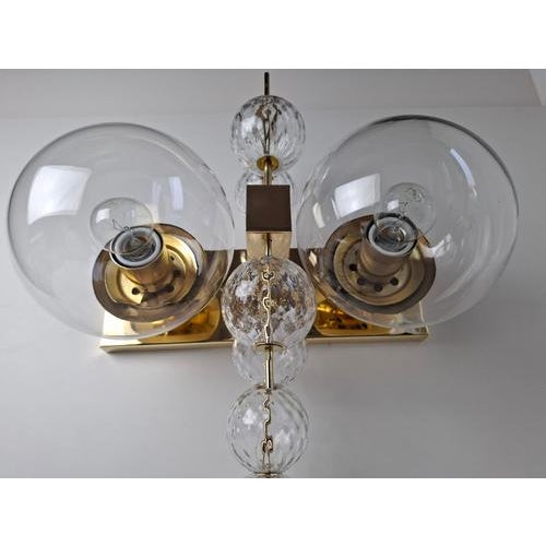 Mid-Century Czech Brass and Glass Wall Sconce attributed to Kamenický Šenov, 1970s For Sale - Image 9 of 18
