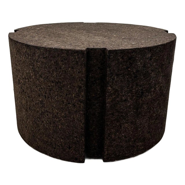 Vintage Round Chocolate Brown Cork Coffee or Side Table – 1970s Postmodern For Sale