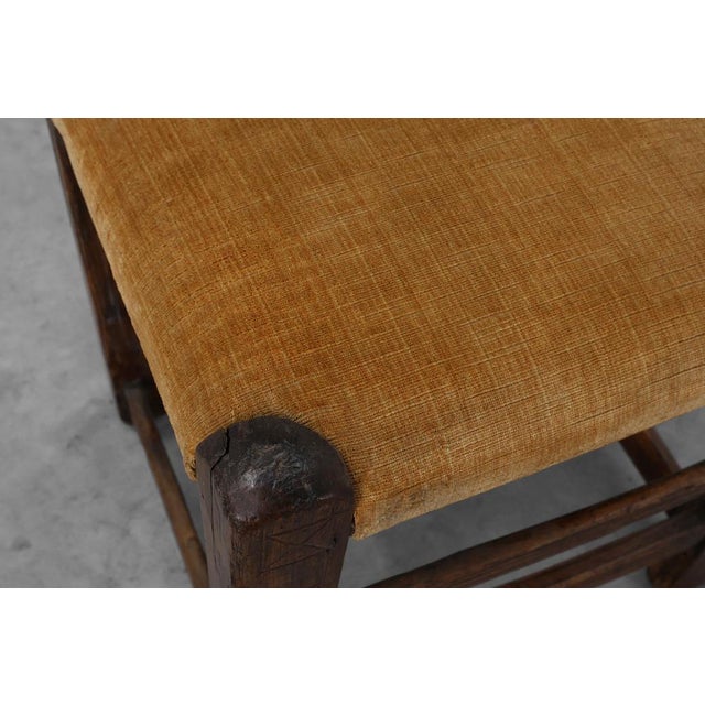 Spanish Hand-Carved Oak Side Chair with Velour Seat, 19th Century For Sale - Image 10 of 14