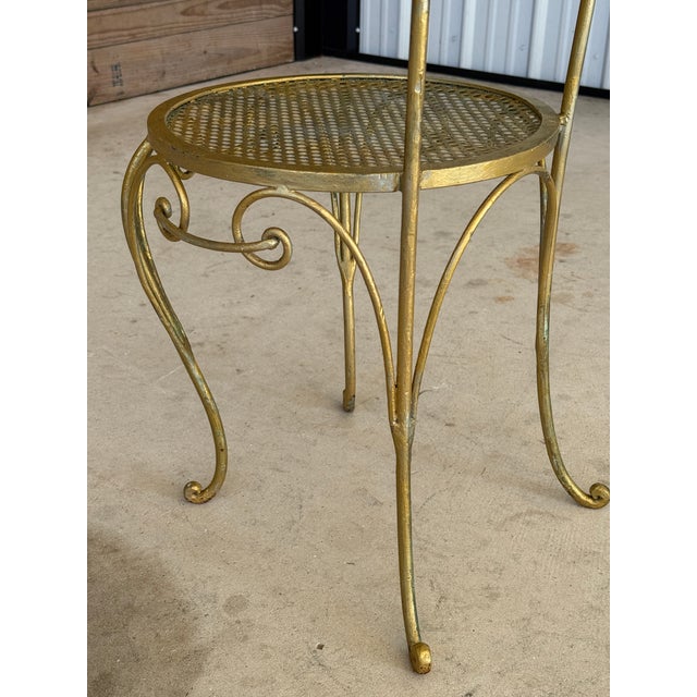 Vintage Hollywood Regency Gilt Metal Vanity Chair With Tassel Swag Detail For Sale In Naples, FL - Image 6 of 10