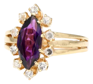 14KY Vintage Amethyst(1.10) & Diamond(0.30) Ring, size 5