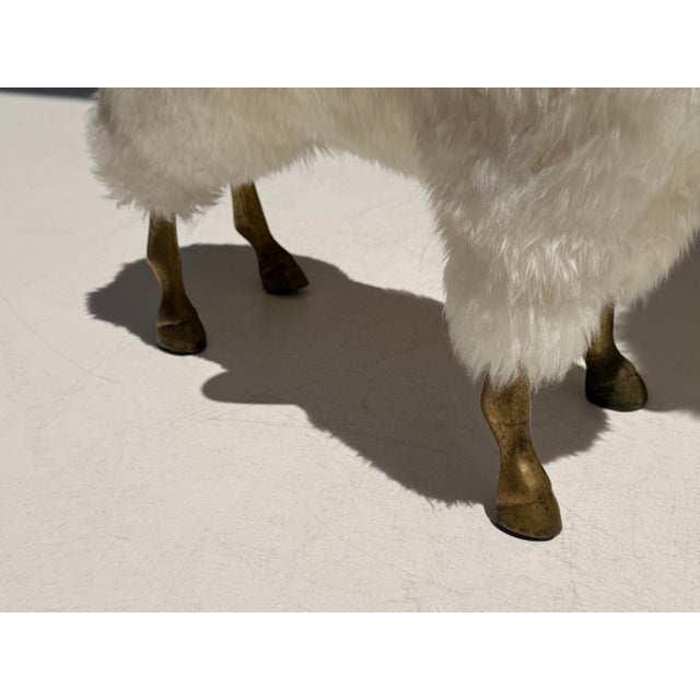 1970s Set of Brass and Fur Mountain Sheep Ram Sculptures - Set of 3 For Sale - Image 12 of 12