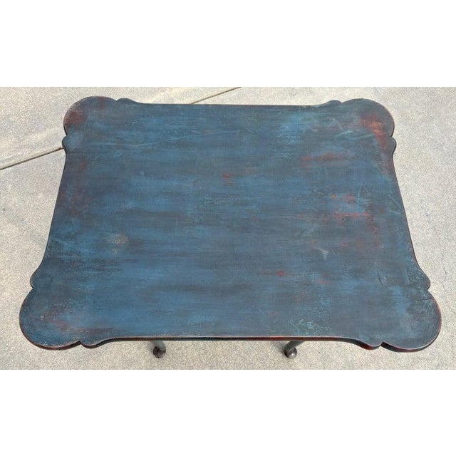 18th Century 18Thc Original Blue Painted Walnut Tea Table For Sale - Image 5 of 8