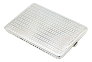 Silver Cigarette Case with Guilloche Bands Along the Length