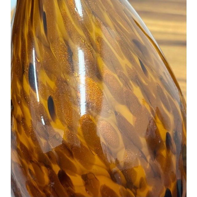 Vintage Murano Style Amber Art Glass Bottleneck Vase - Pair For Sale In West Palm - Image 6 of 6