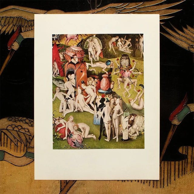 Renaissance 1955 After Bosch "Portion of the Garden of Earthly Delights", Vintage Full-Color Print For Sale - Image 3 of 8