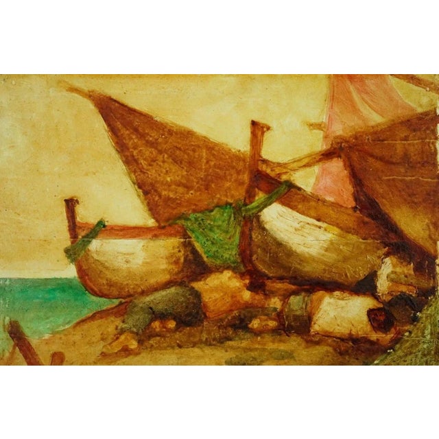 1960s Domenico Chianese, Seascape with Fishermen, 20th Century, Oil Painting on Panel, Framed For Sale - Image 5 of 18