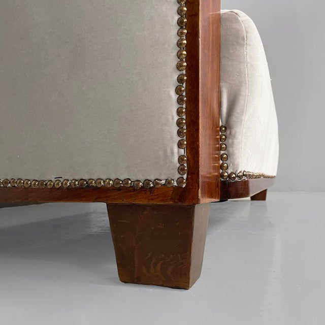 Italian Art Deco Sofa in Wood and Grey Velvet, 1930s For Sale - Image 12 of 13