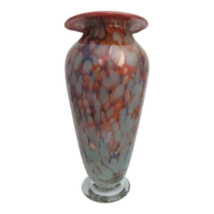 Handblown Copper Tone Cased Gold Sparkle Studio Art Glass 11" Tall Vase