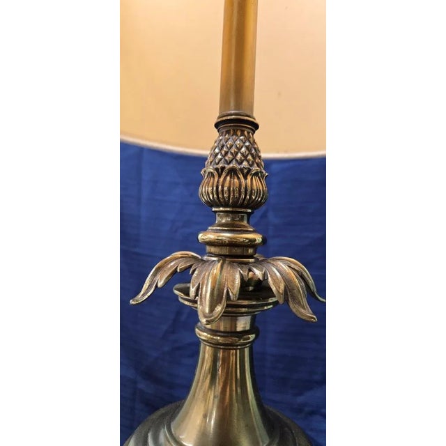 Metal Vintage Stiffel Glass and Golden Colored Table Lamp For Sale - Image 7 of 12
