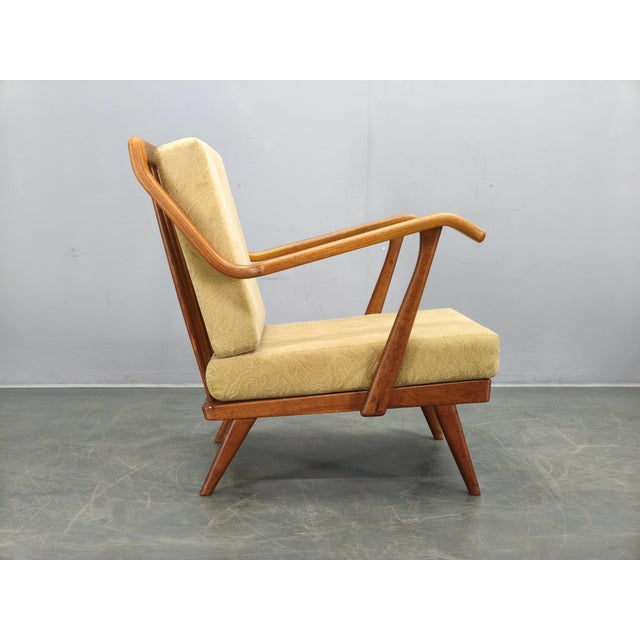 Vintage Prototype Oak Lounge Chair with Label, 1950s For Sale - Image 6 of 13