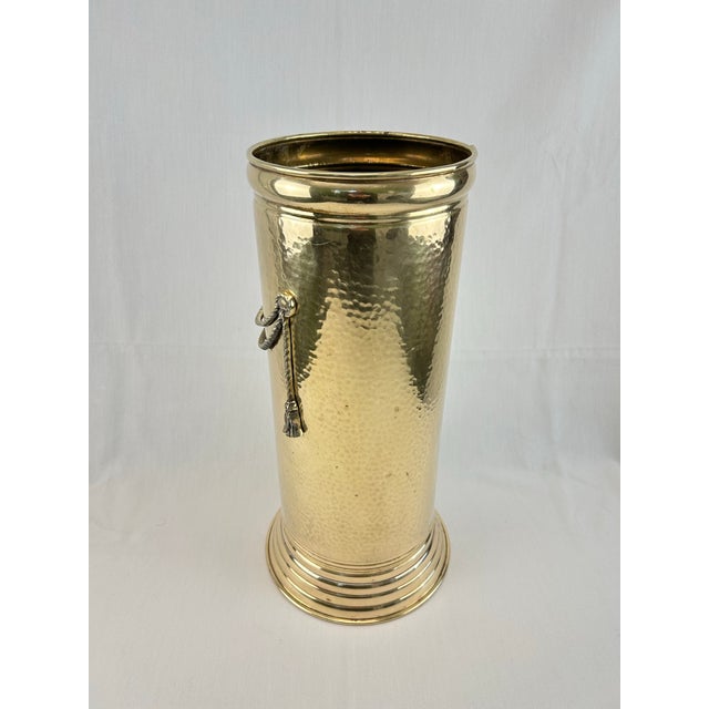 1930s Hammered Brass Tassel Umbrella Stand Peerage England Chairish