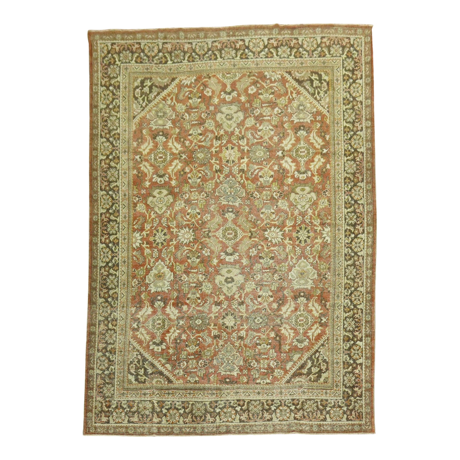 Antique Zabihi Collection Persian Mahal Room Size Rustic Rug | Chairish