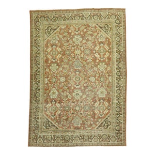 Antique Zabihi Collection Persian Mahal Room Size Rustic Rug - 7'11" x 12'3" For Sale