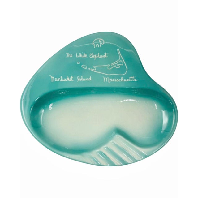 Turquoise Vintage the White Elephant Hotel Nantucket Island Massachusetts Ceramic Ashtray For Sale - Image 8 of 9