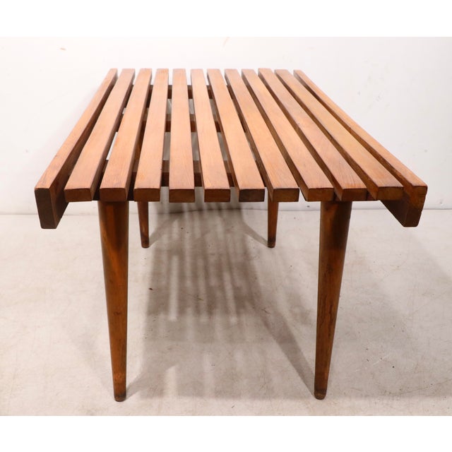 Mid 20th Century Diminutive Mid Century Slat Table Bench For Sale - Image 10 of 18