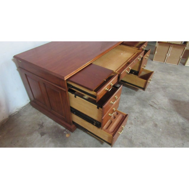 Wood Late 20th Century Henkel Harris Moore Executive Desk Cherry Rare File Cabinet For Sale - Image 7 of 11