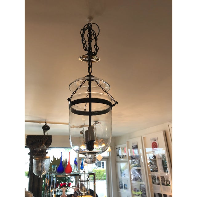 Antique Electrified Blown Glass Hanging Lantern For Sale - Image 11 of 11