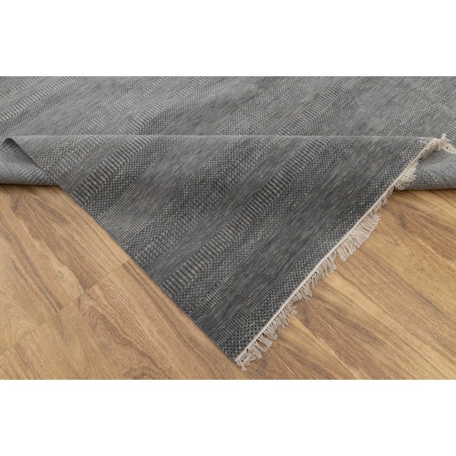 10' x 14' Savannah Hand Knotted Modern Grey Wool & Silk Rug For Sale - Image 14 of 18