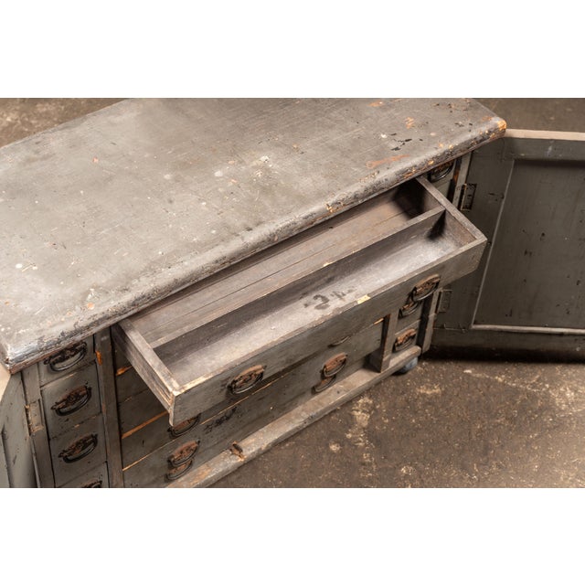 Antique Chippy 17-Drawer Wooden Workshop Parts Cabinet For Sale - Image 9 of 13