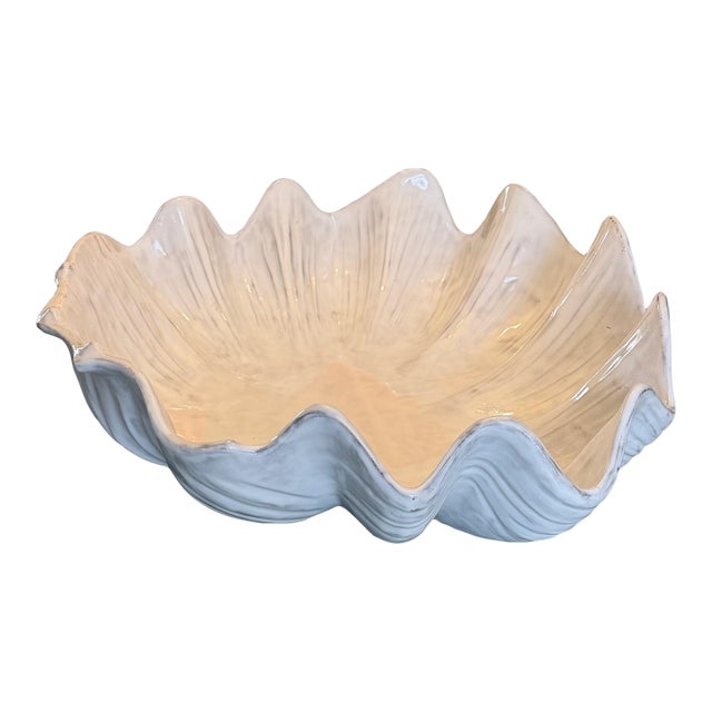 Vietri Incanto Mare White Shell Centerpiece Bowl 18” For Sale