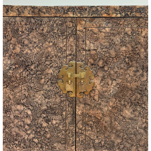 Vintage Henredon Faux Tortoise Shell Finish Server Cabinet For Sale - Image 10 of 16