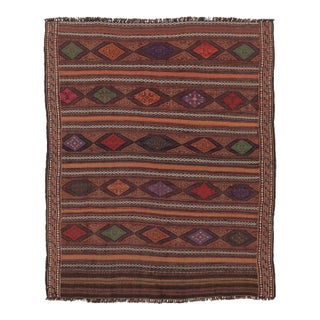 Vintage Persian Soumak Kilim, Earth Tones With Diamond Motifs - Rug & Kilim For Sale