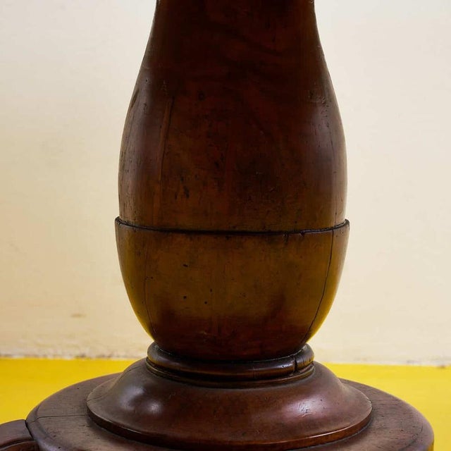 Brown Round Table with Four Drawers For Sale - Image 8 of 12