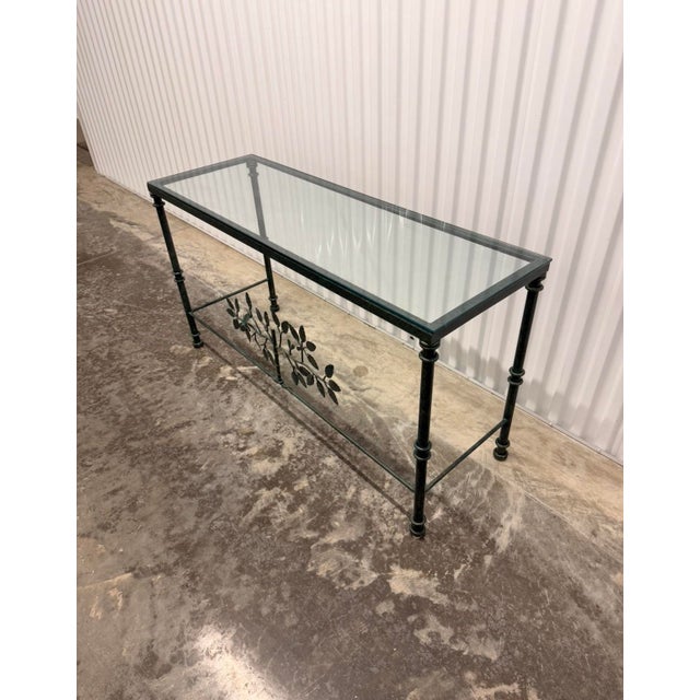 Art Deco 1960s Giacometti Style Console Table With a Verdigris Patina Finish For Sale - Image 3 of 9