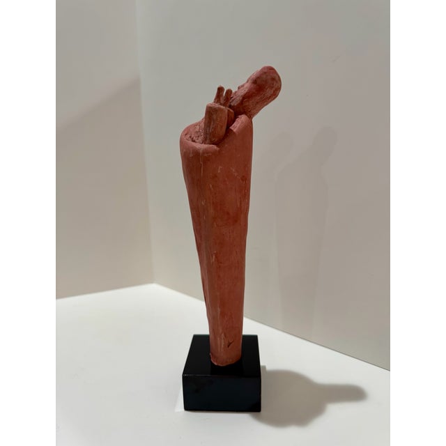 Figurative 1960s Larry Mohr Signed Terra Cotta Sculpture Abstract Figurative Form on Base For Sale - Image 3 of 9