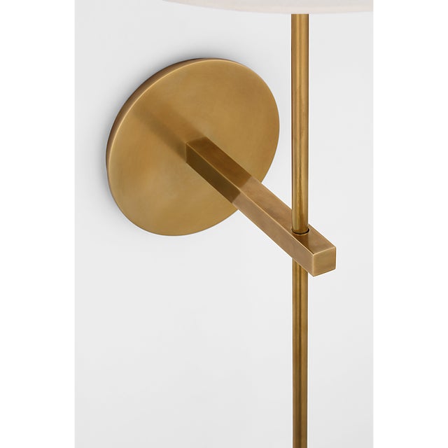 Hackney 25" Tail Sconce in Hand-Rubbed Antique Brass with Linen Shade Designer: J. Randall Powers Finish: Hand-Rubbed...