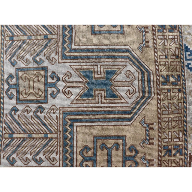 Textile Vintage Turkish Medallion Oushak Rug in Blue, Mocha, and Taupe 3'5"x5'6" For Sale - Image 7 of 10
