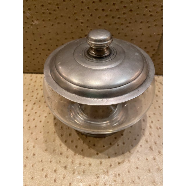 Arte Italica glass and pewter jar. This set comes with a pewter cover and can be used for many different purposes.