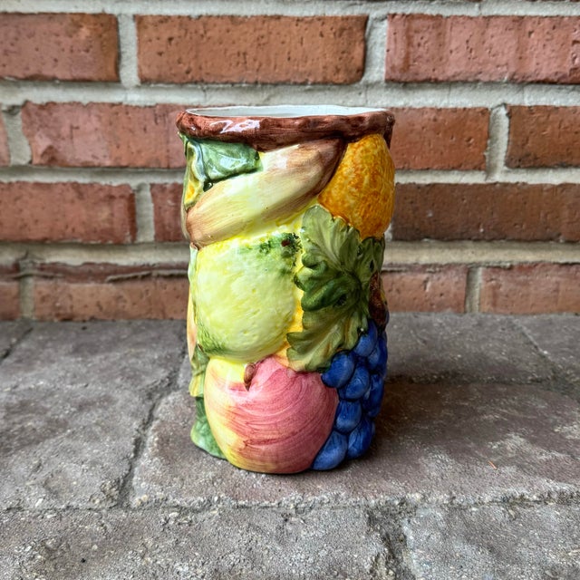 Majolica Vintage Italian Majolica Vase / Kitchen Utensil Container — 8” For Sale - Image 4 of 10