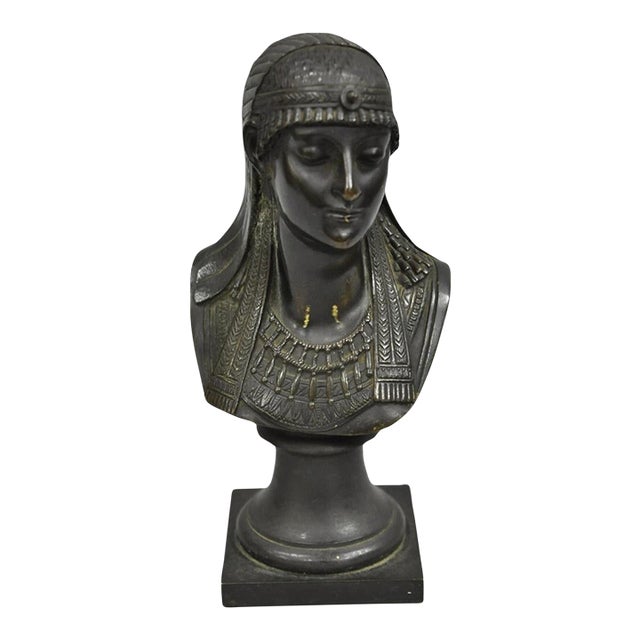 Late 19th Century Antique Egyptian Revival Small 7" Bronze Grand Tour Bust of a Pharaoh For Sale