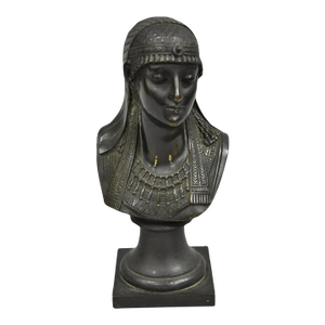 Late 19th Century Antique Egyptian Revival Small 7" Bronze Grand Tour Bust of a Pharaoh