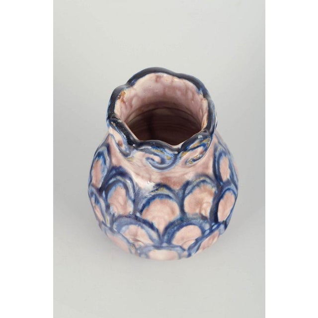 Roskilde Lervarefabrik Handmade ceramic vase, 1920s/30s. Hand-thrown stoneware vase with scalloped rim and organic Art...
