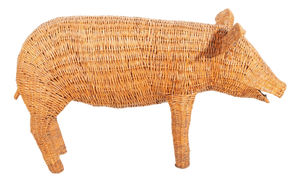 Large Wicker Pig Sculpture by M.Lopez Torres, 1974