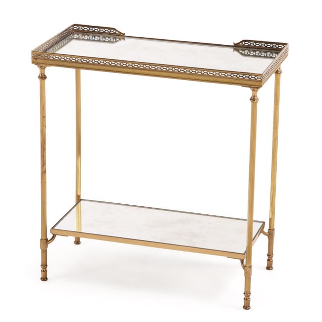 Metal Mid 20th Century A Beautiful Pair of French Brass and Mirrored Tables, in the Manner of Jansen For Sale - Image 7 of 7
